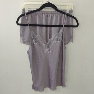 Victoria's Secret Satin Cami and Shorts Set with Lace Purple NEW Women's Size S